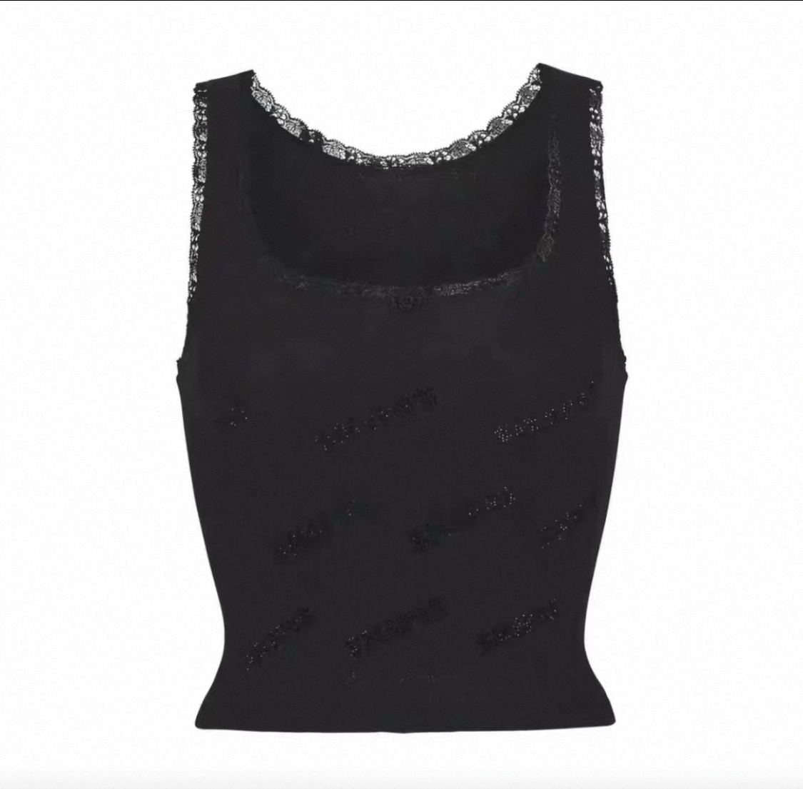 RHINESTONE LOGO POINTELLE TANK
