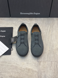Ermenegildo Zegna dark grey suede triple stitch