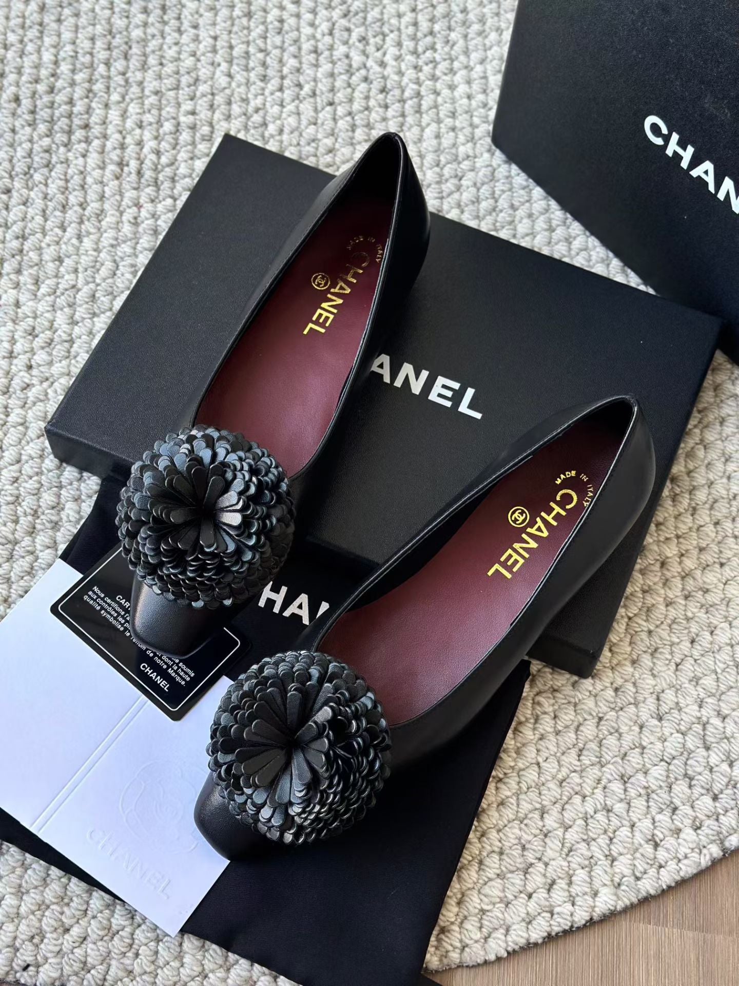 CHANEL Black Camellia SS26 Ballerina flats