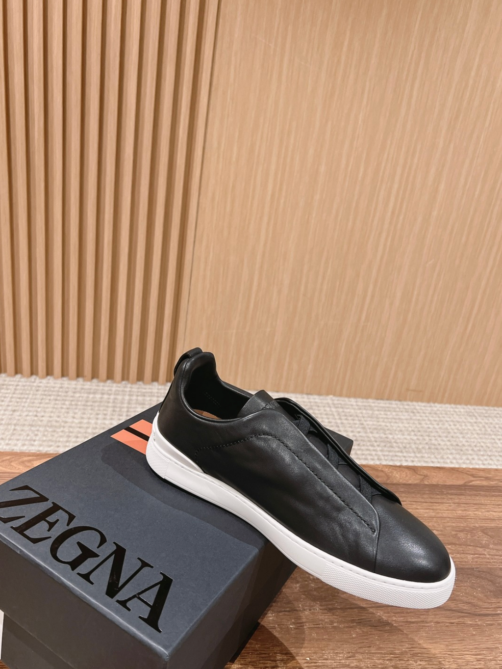 Ermenegildo Zegna black deerskin Triple Stitch