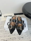Ganni Buckle fastening Shiny Black Ballerinas