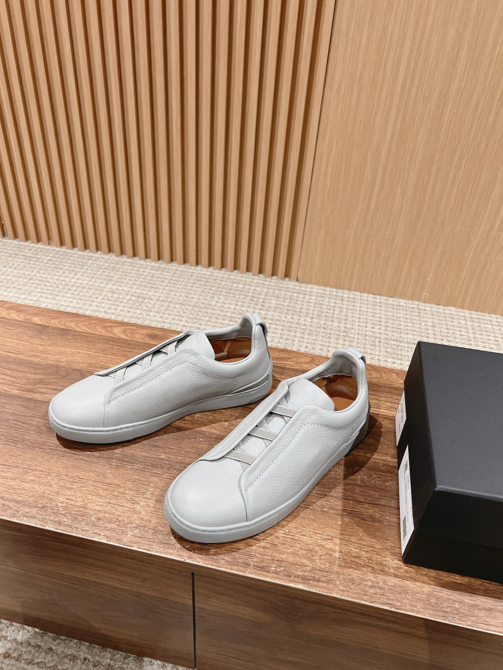 Ermenegildo Zegna grey deerskin Triple Stitch