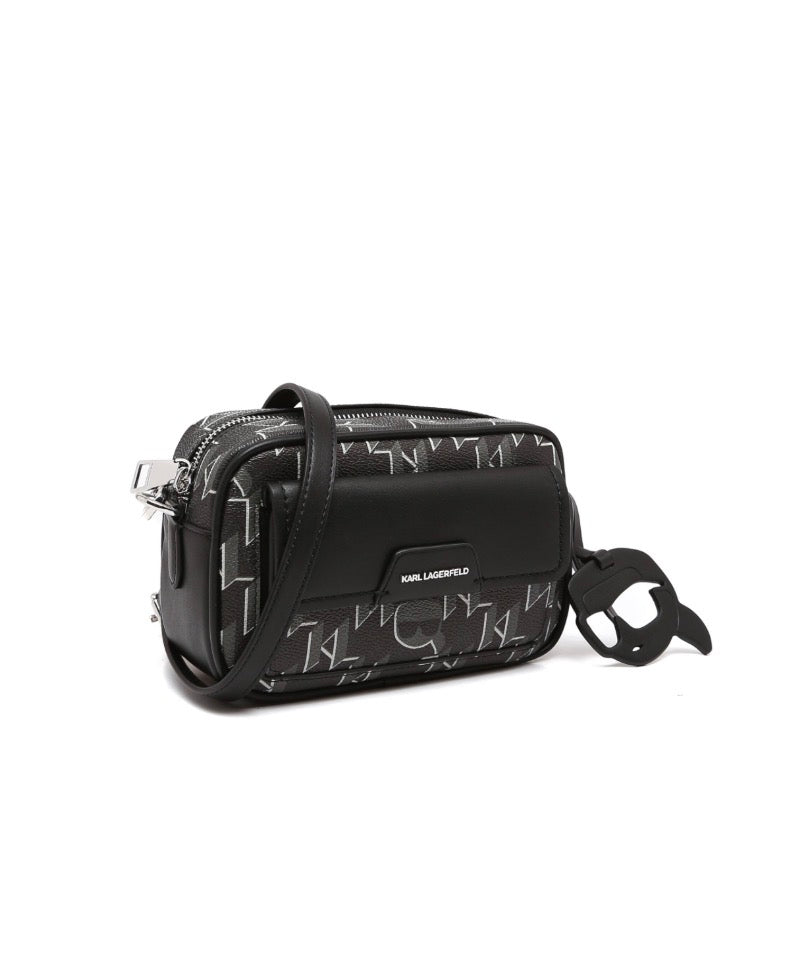 KARL LAGERFELD K/Ikonik 2.0 Monogram Crossbody Black bag
