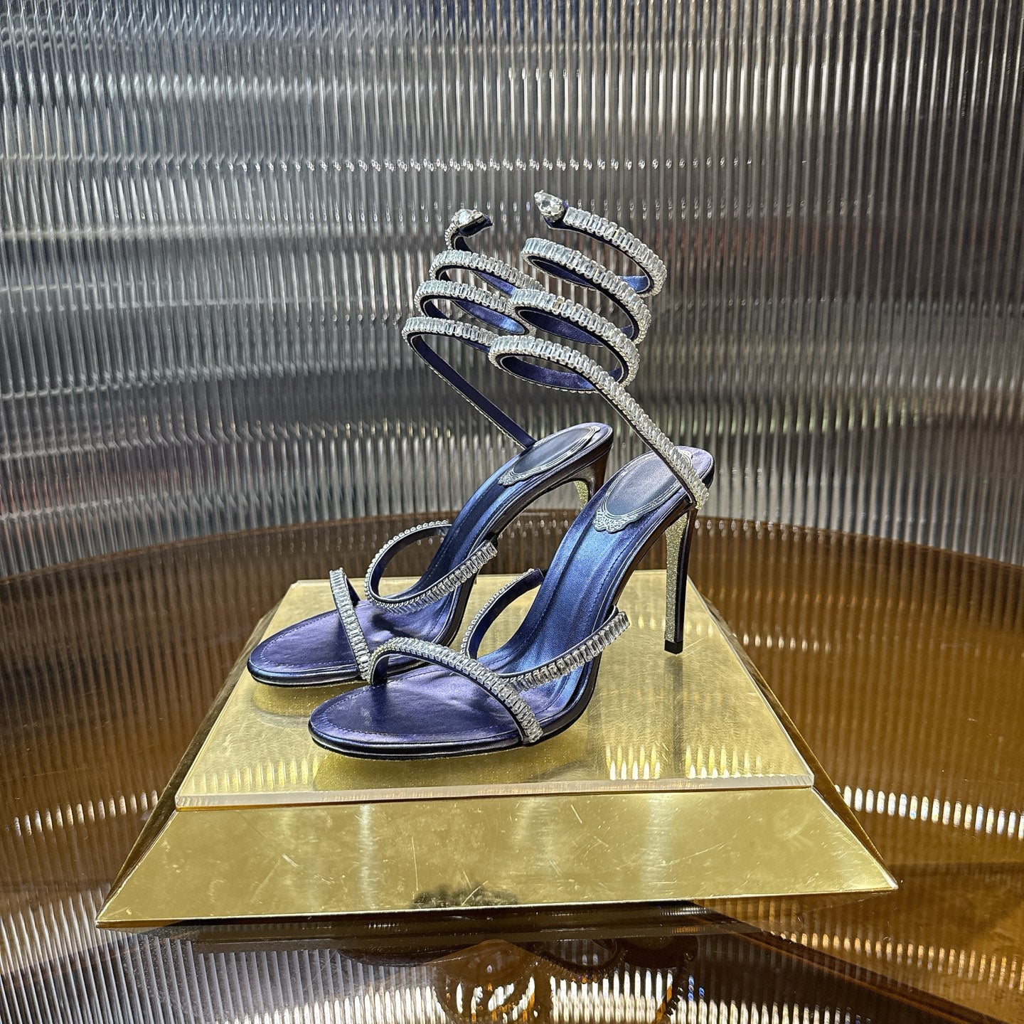 Cleo Spark sandal in Blue with rhinestone embellishments
