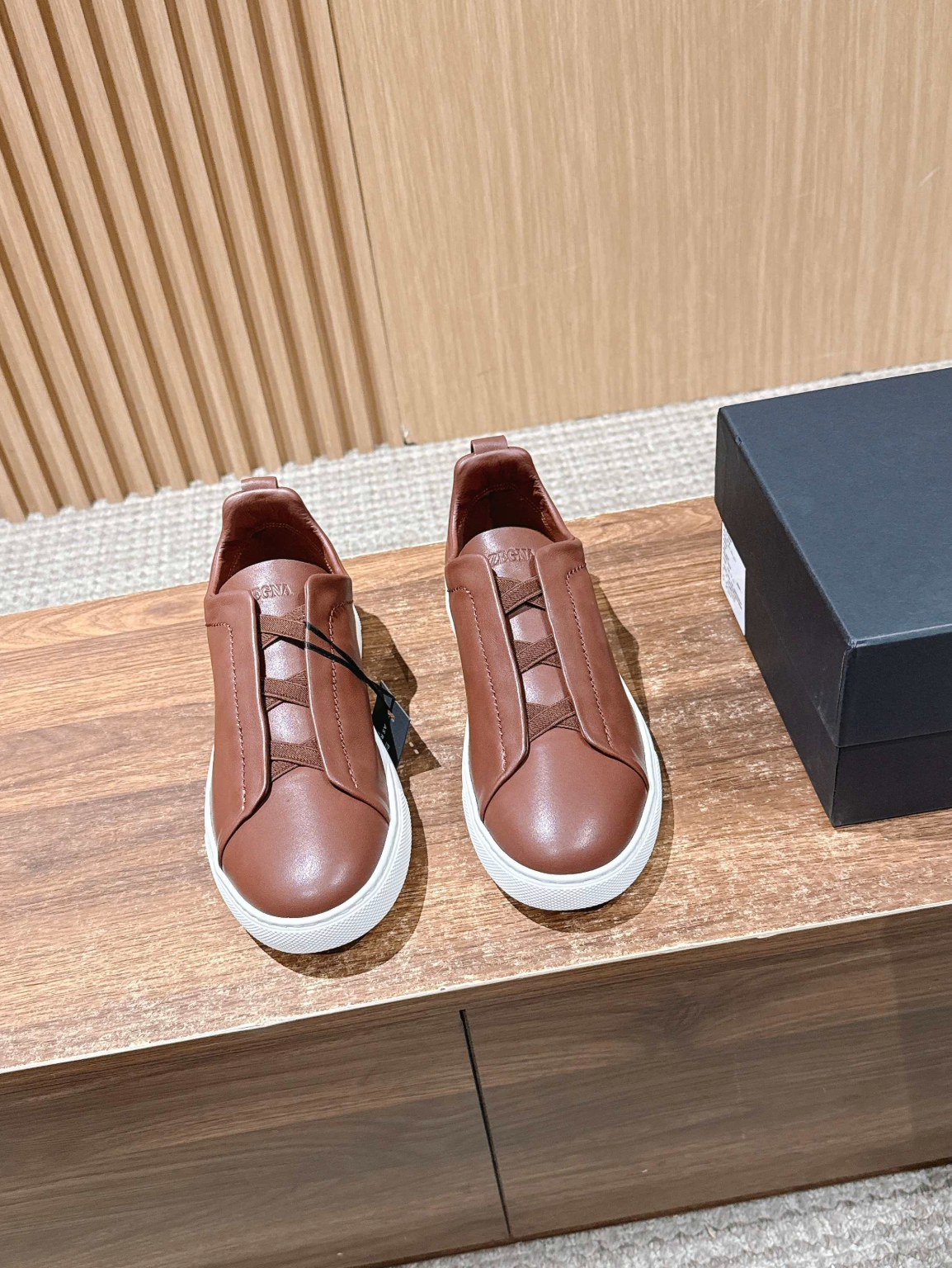 Ermenegildo Zegna brown deerskin Triple Stitch