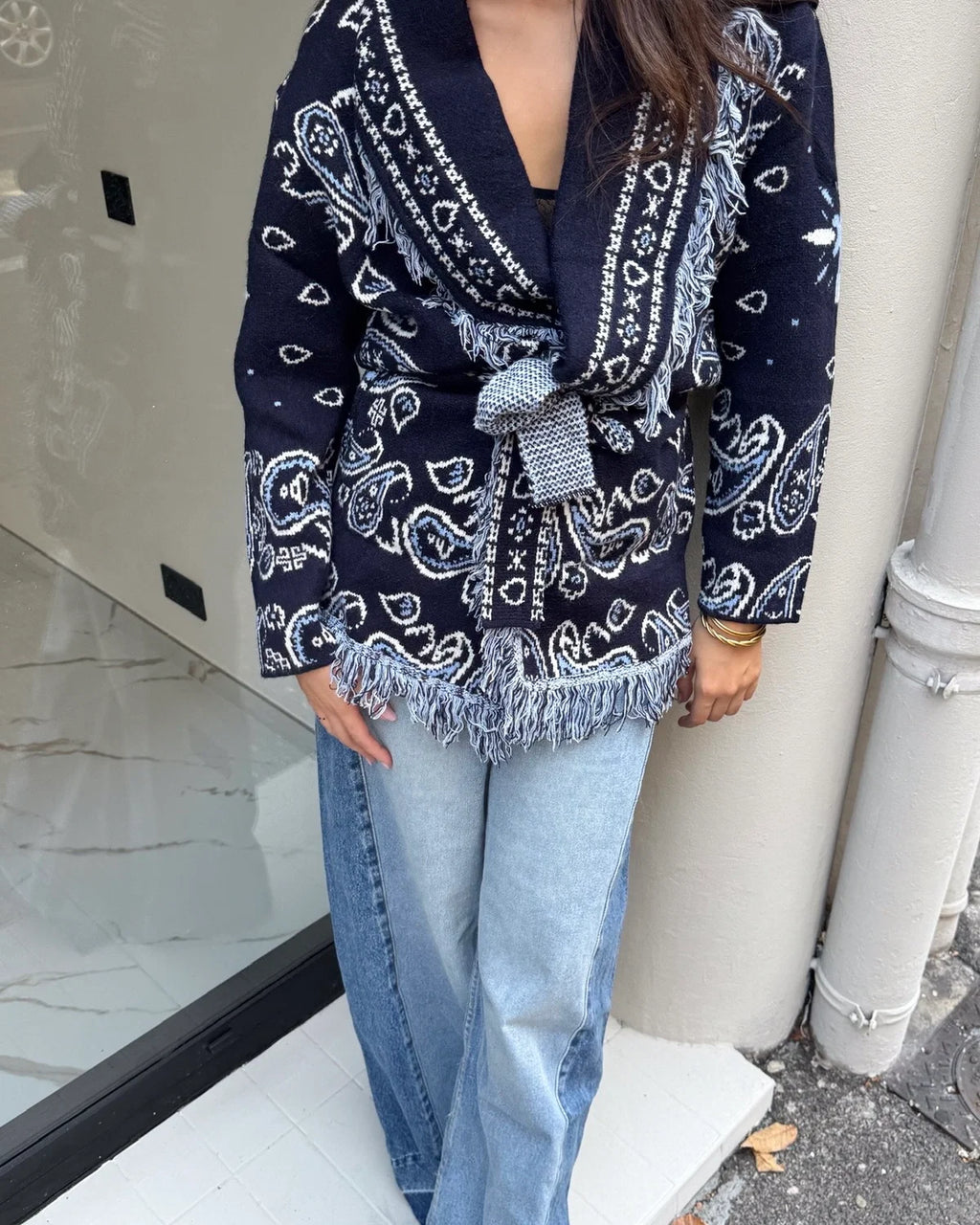 Suzanne Long Bandana Cardigan Navy
