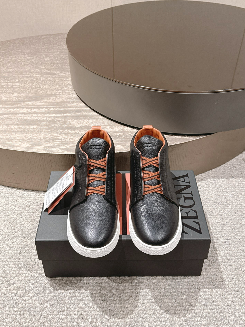 Ermenegildo Zegna black Triple Stitch mid-top