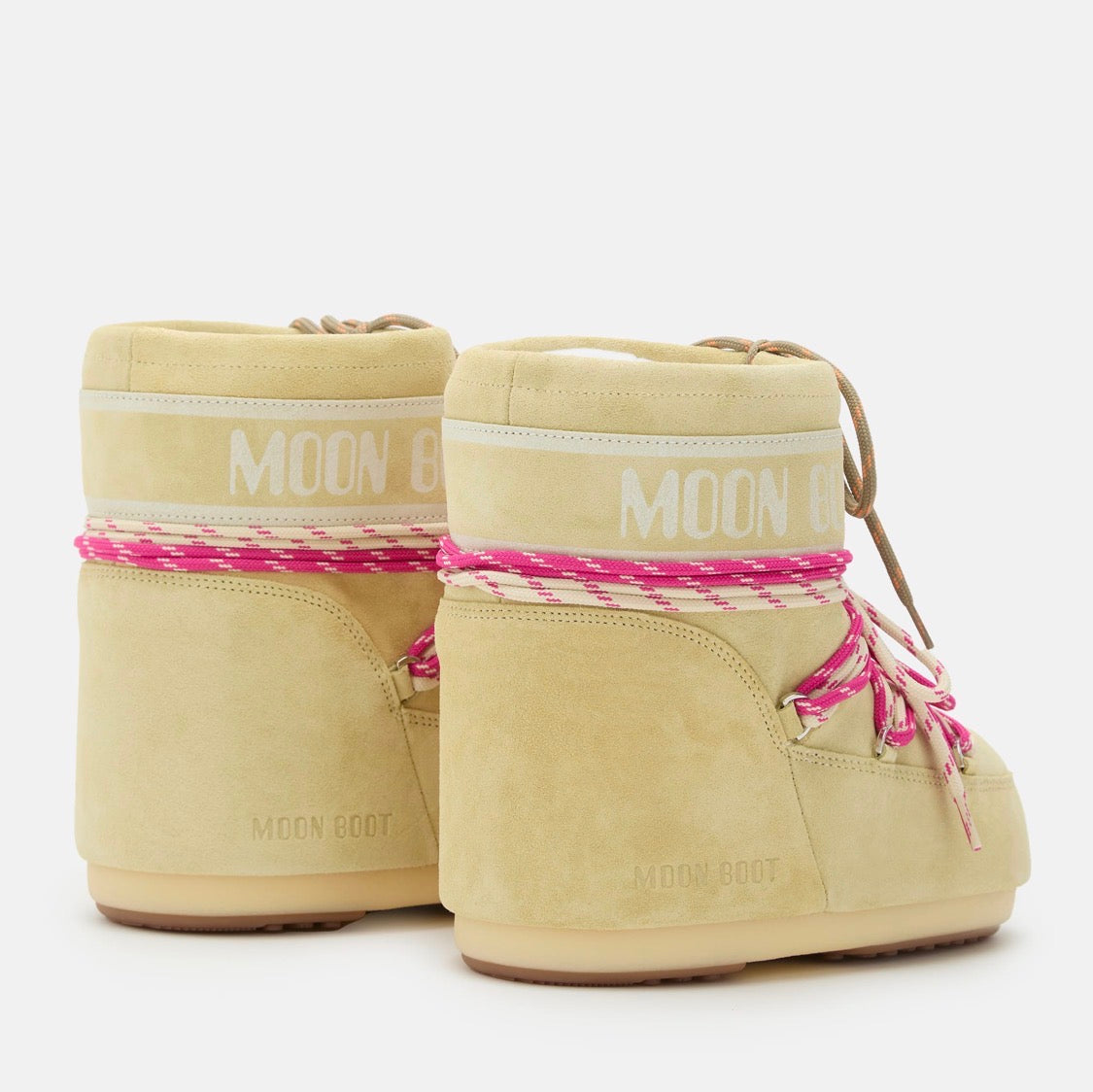 MOON BOOT Icon Beige Suede Lace-up Boots