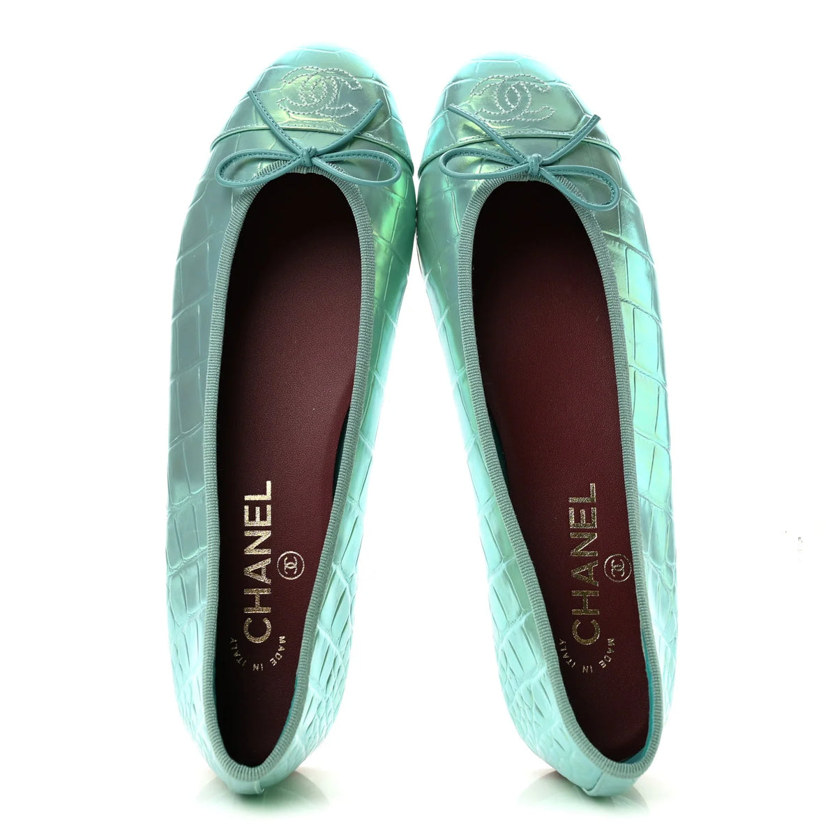 Chanel Iridescent Green Croco Ballet Flat