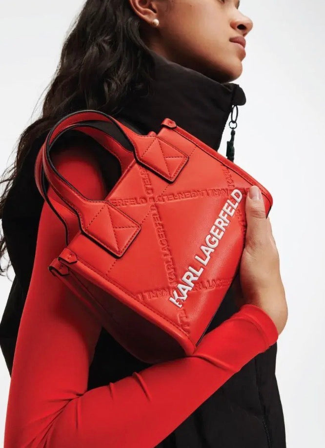 KARL LAGERFELD K/Skuare Small Poppy Red Tote Bag