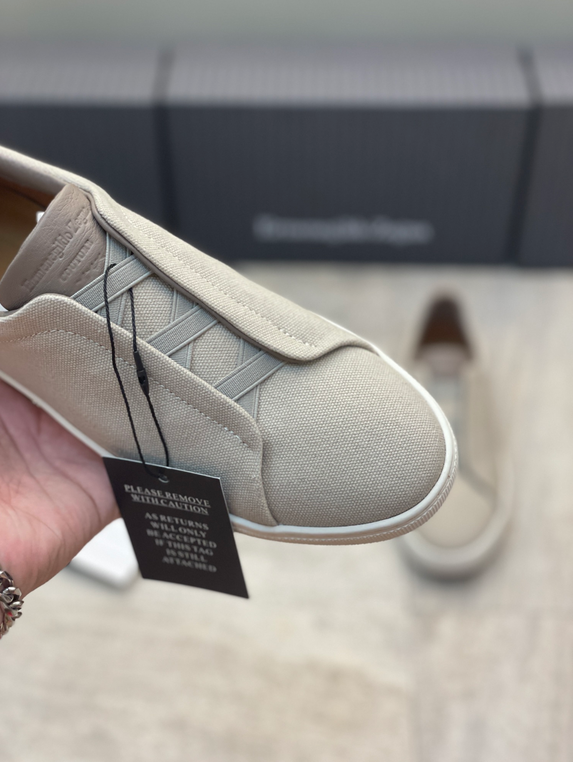 Ermenegildo Zegna beige triple grey stitch Wool-Vicuna