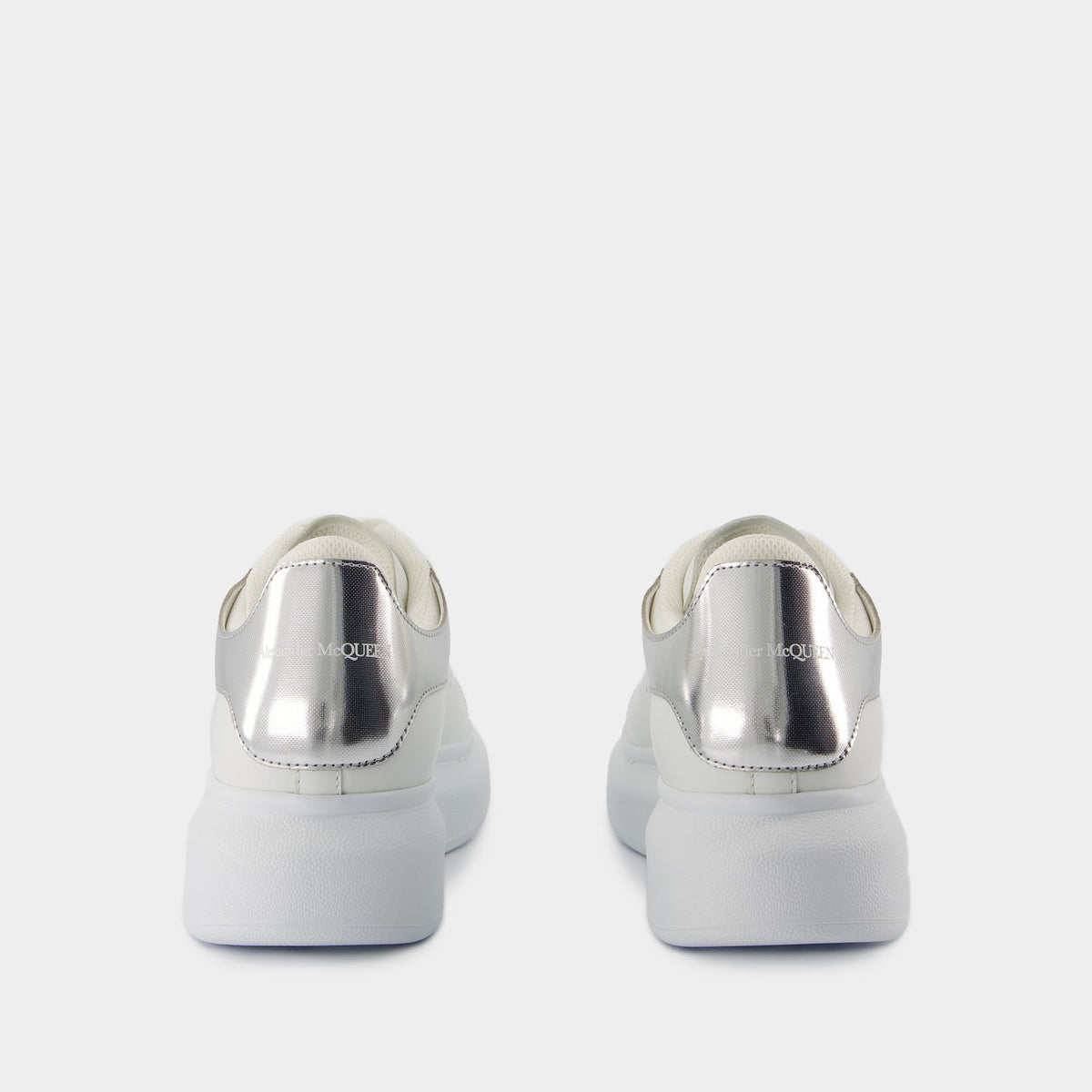 Oversized Sneakers Leather in White/Silver