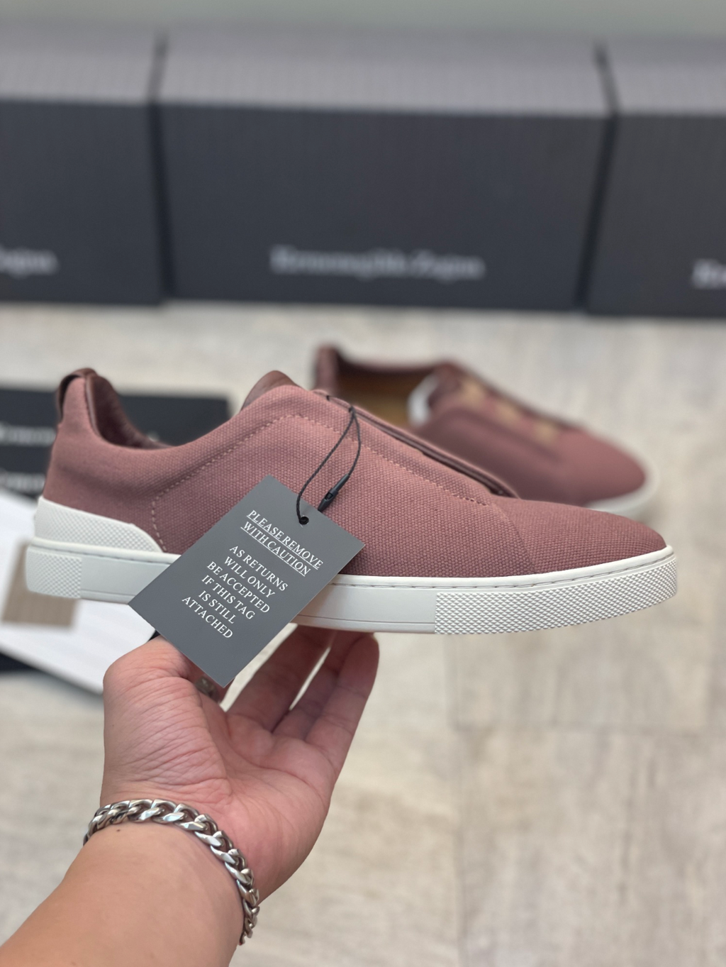 Ermenegildo Zegna pinkish triple  brown stitch Wool-Vicuna