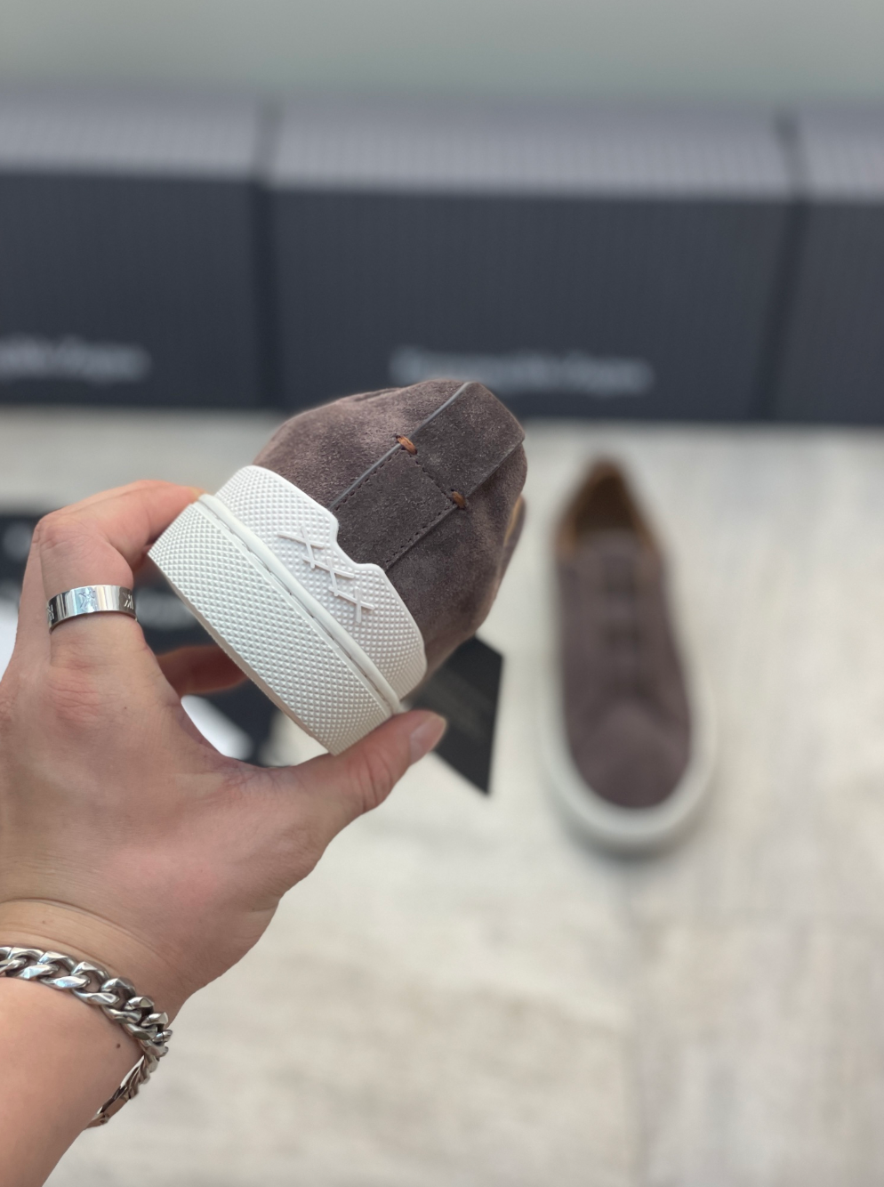 Ermenegildo Zegna brown suede triple stitch
