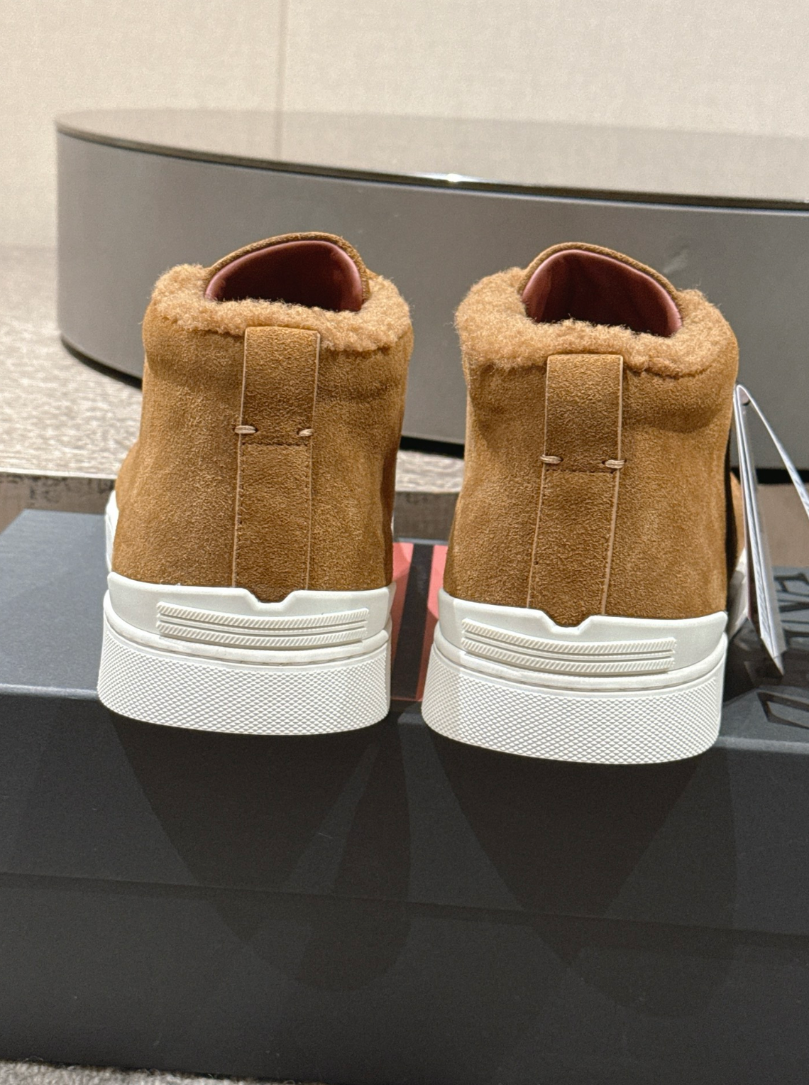 Ermenegildo Zegna tobacco suede deerskin wool Triple Stitch mid-top