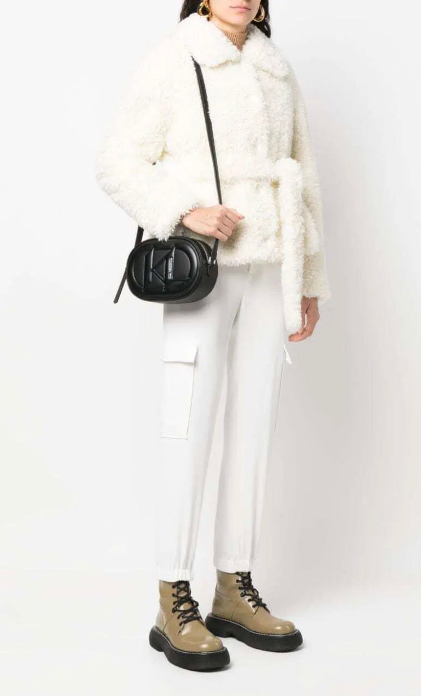 KARL LAGERFELD K/Monogram  Oval-Shaped Black Crossbody Bag