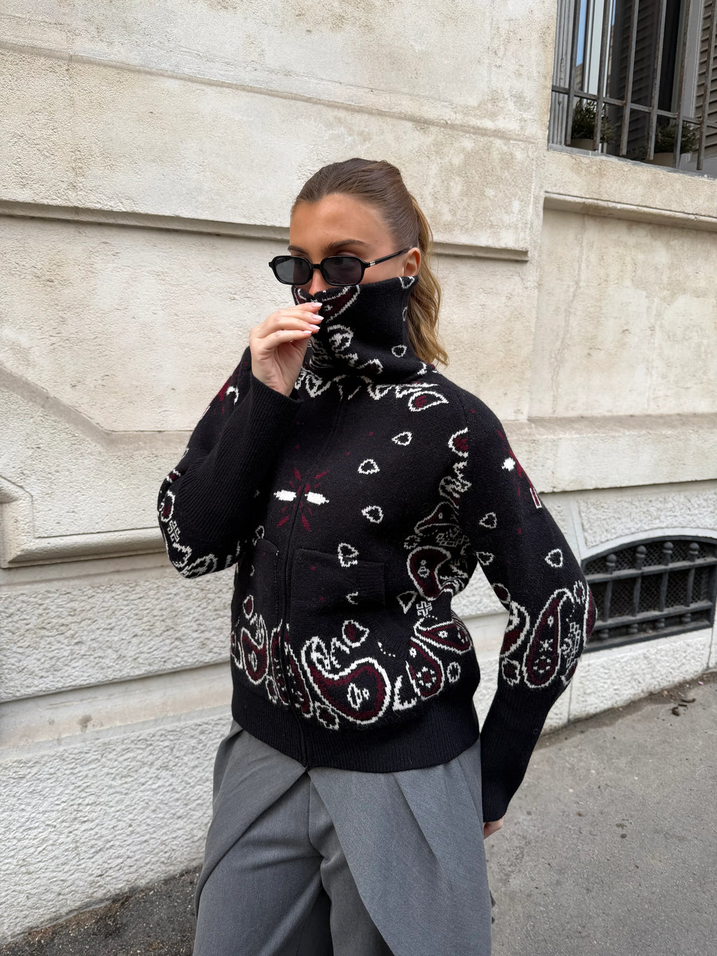 Ava Bandana Sweater Cashmere & Wool Blend