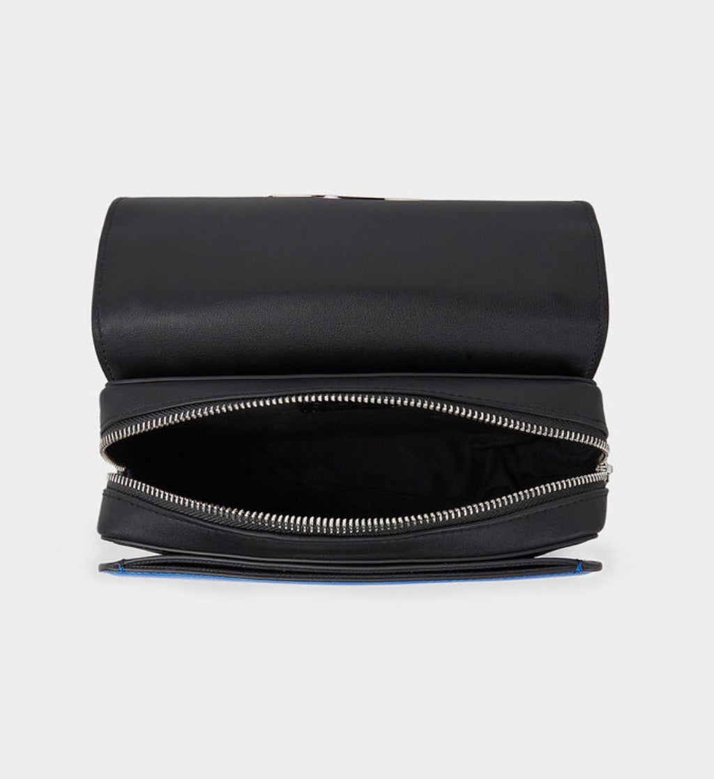 KARL LAGERFELD K/DISK Black Crossbody Bag With Blue Accent