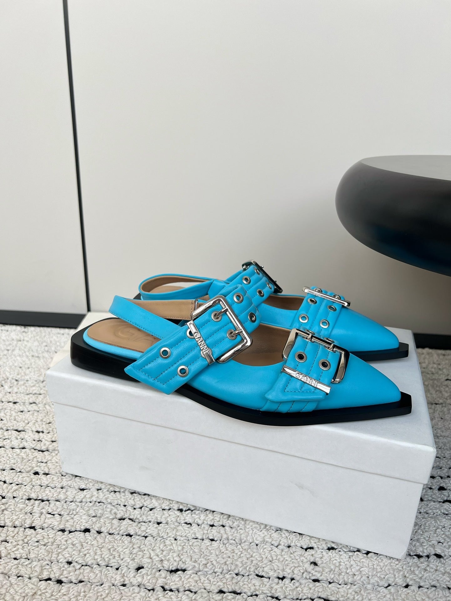 Ganni Buckle fastening Blue Ballerinas