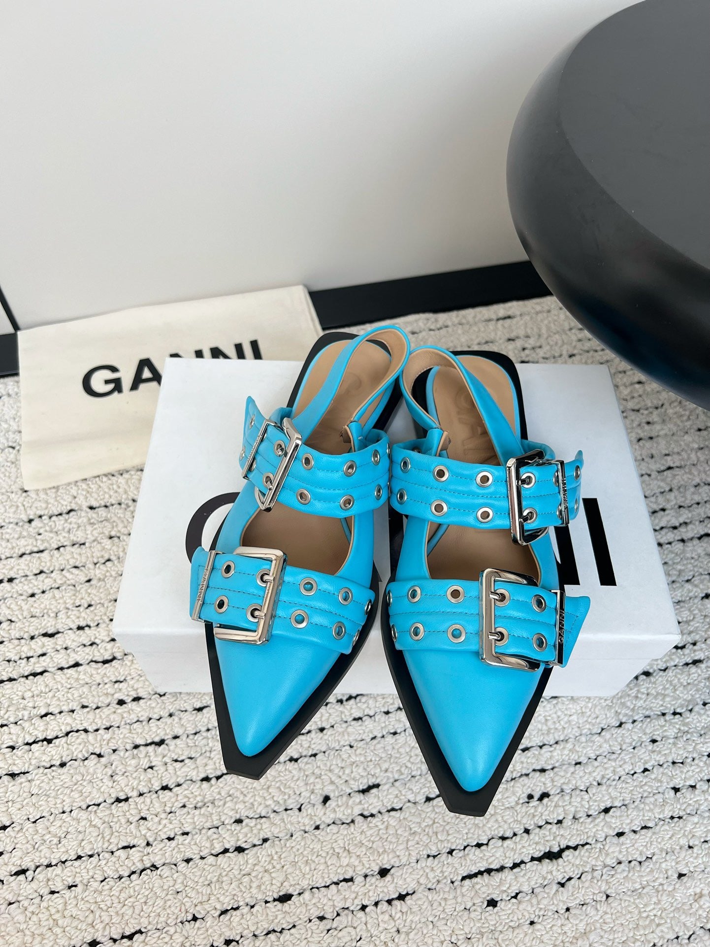 Ganni Buckle fastening Blue Ballerinas