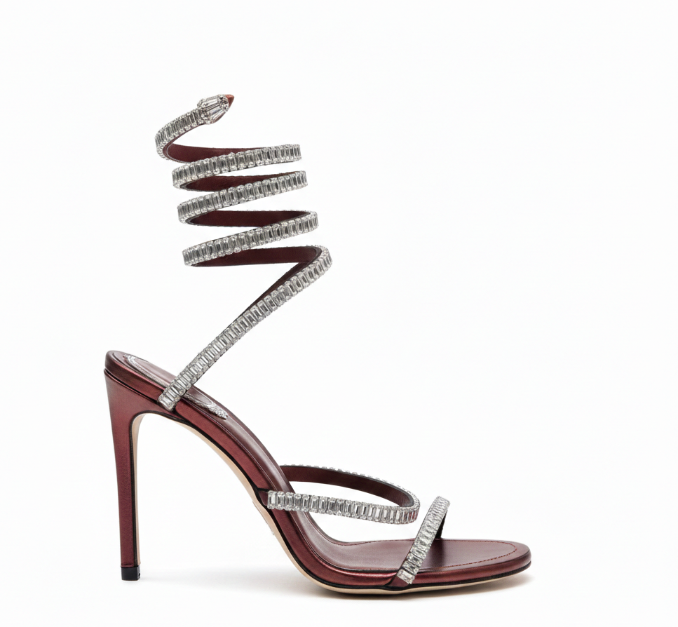 Cleo Spark sandal in Burgundy with rhinestone embellishments