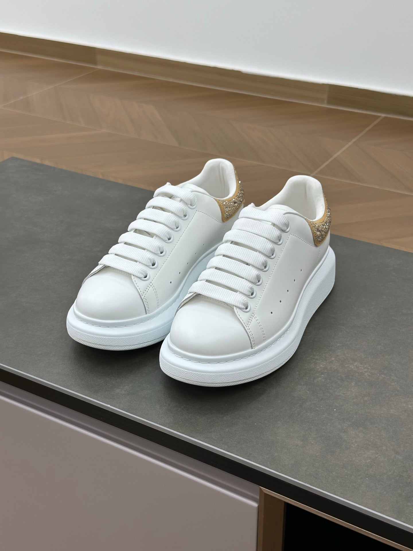 Women's Oversized Crystal Sneaker in Gold