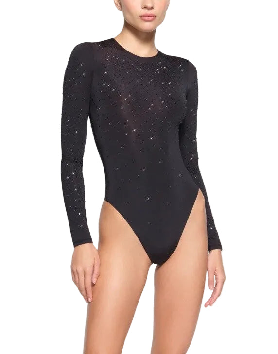 JELLY SHEER LONG SLEEVE CREW NECK BODYSUIT