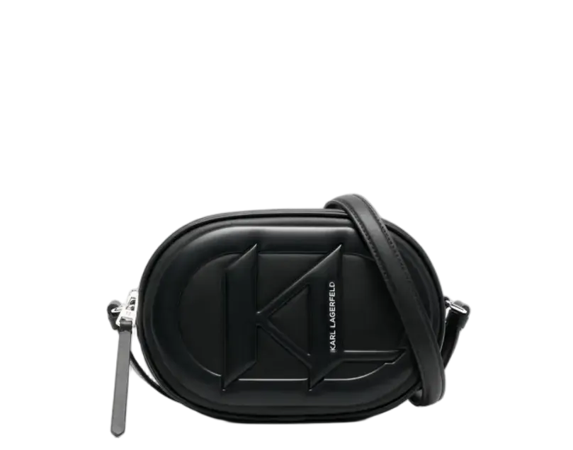 KARL LAGERFELD K/Monogram  Oval-Shaped Black Crossbody Bag