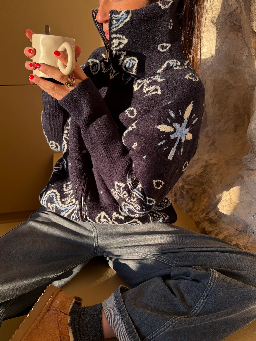 Ava Bandana Sweater Cashmere & Wool Blend