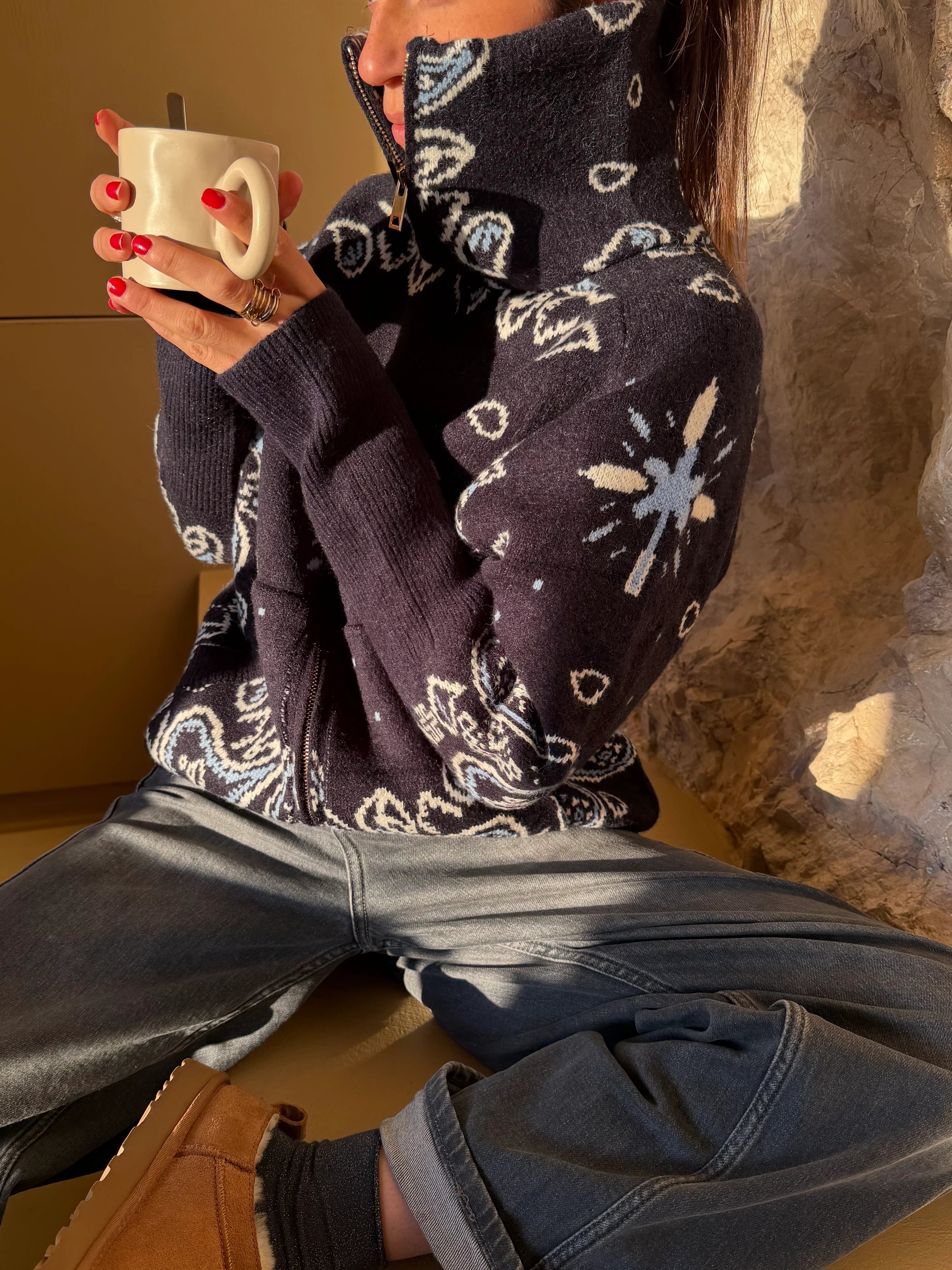 Ava Bandana Sweater Cashmere & Wool Blend