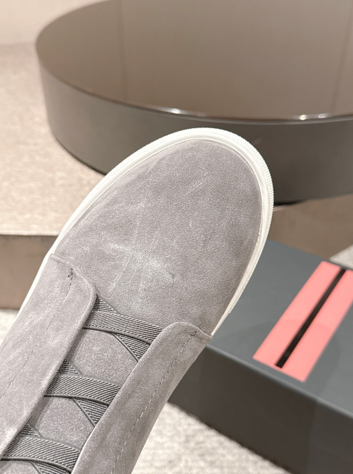 Ermenegildo Zegna grey suede wool Triple Stitch mid-top