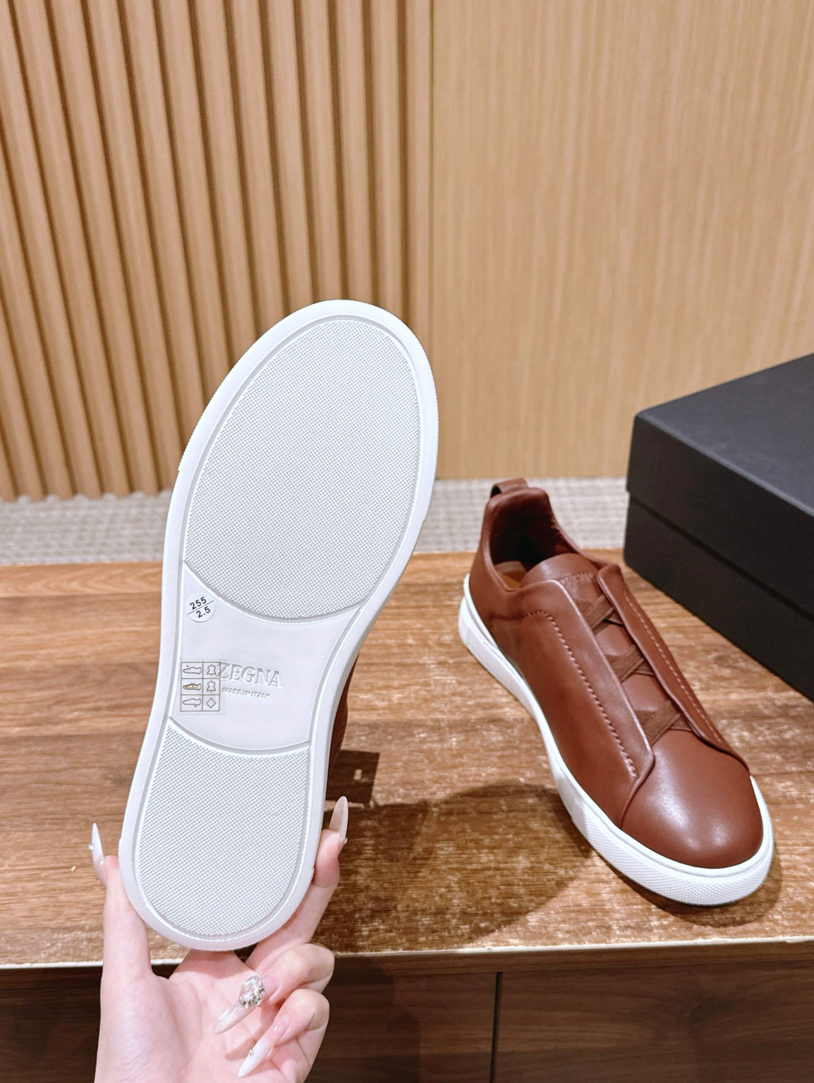 Ermenegildo Zegna brown deerskin Triple Stitch