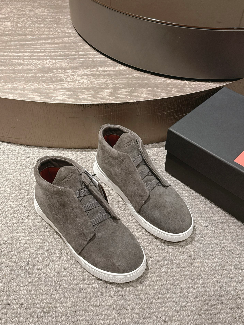Ermenegildo Zegna grey suede Triple Stitch mid-top