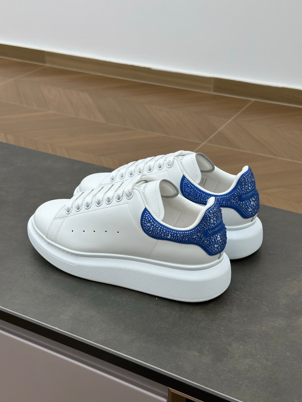 Women's Oversized Crystal Sneaker in Royal Blue