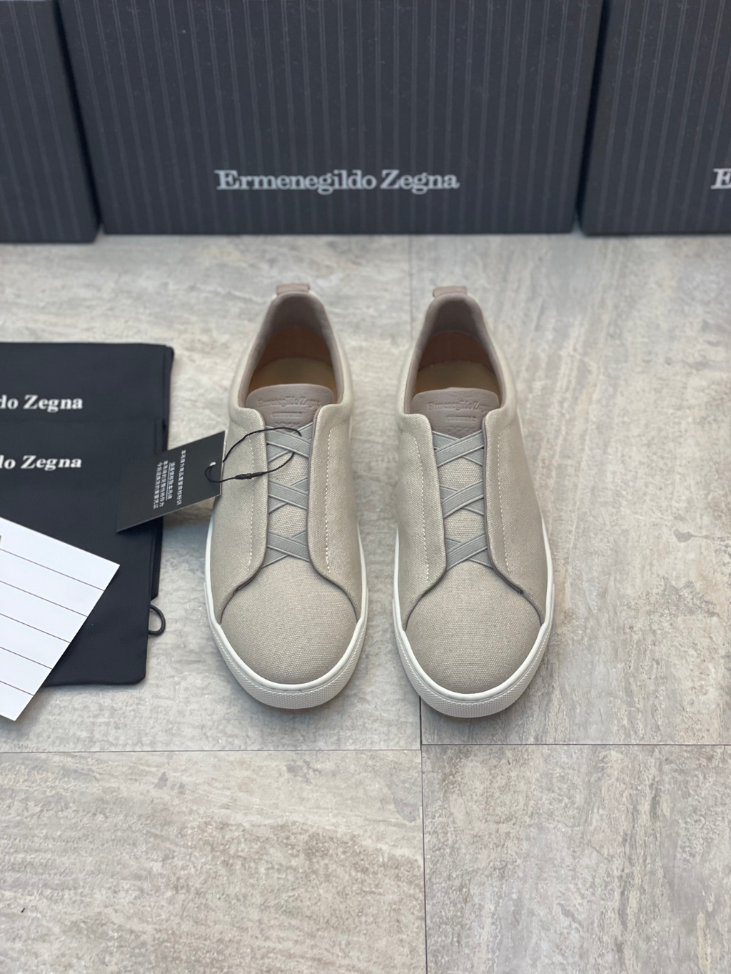 Ermenegildo Zegna beige triple grey stitch Wool-Vicuna