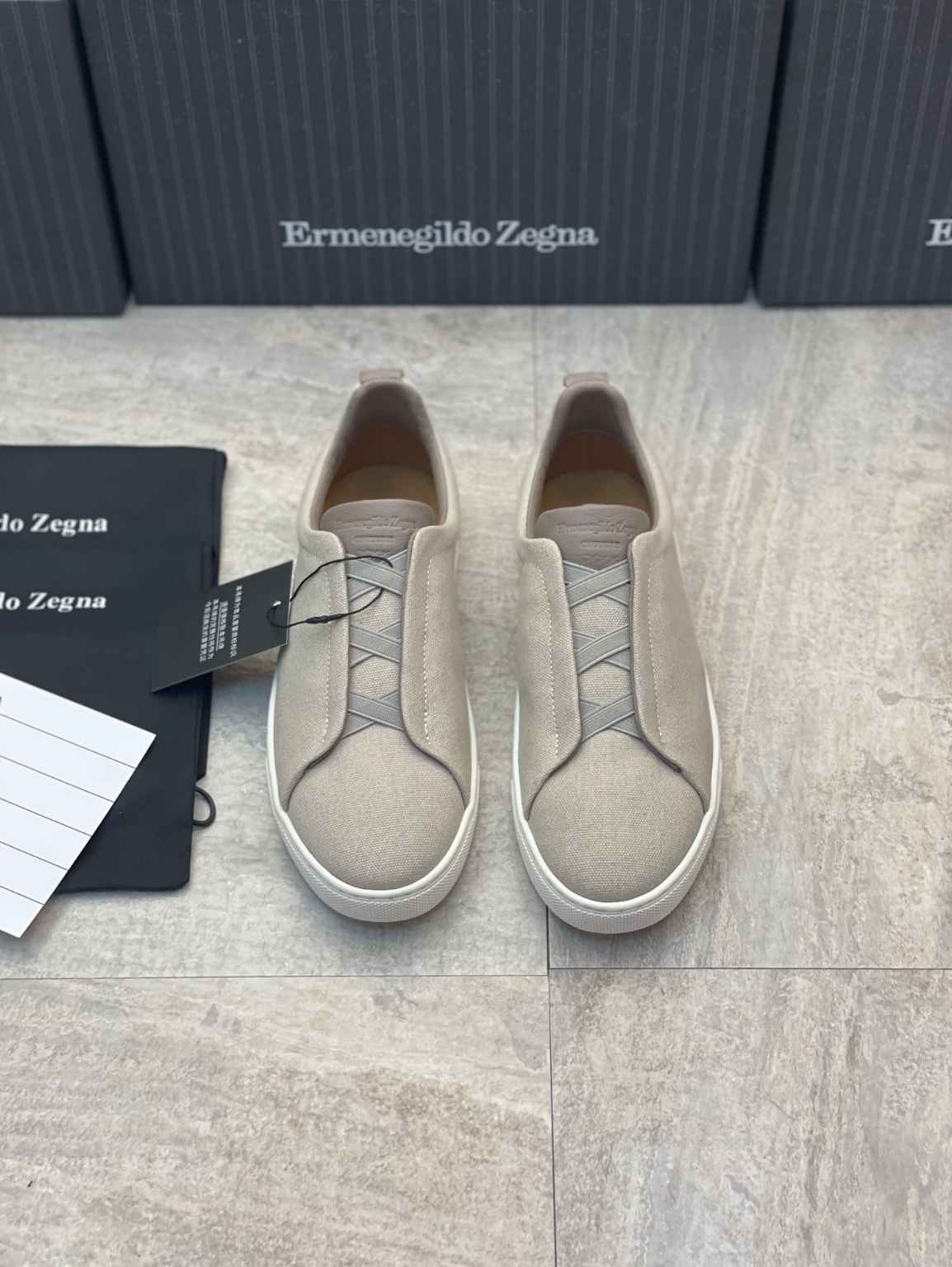 Ermenegildo Zegna beige triple grey stitch Wool-Vicuna