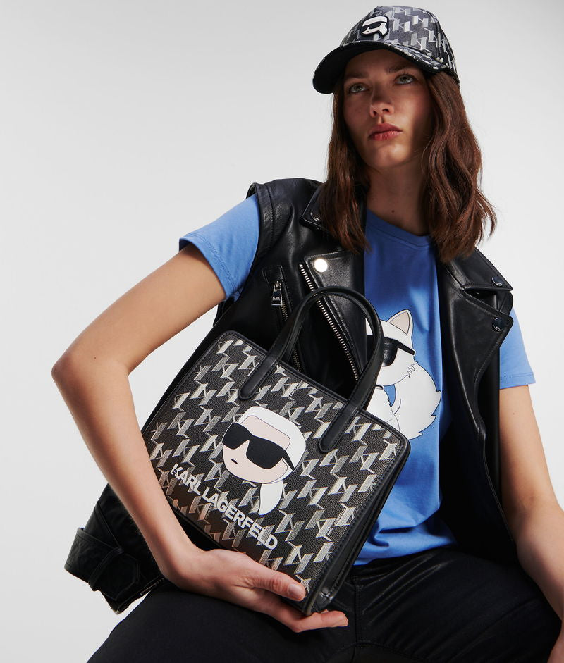 KARL LAGERFELD K/Ikonik Monogram small Black Tote Bag