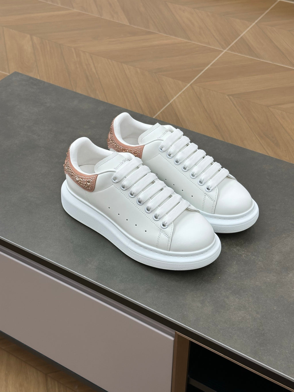 Women's Oversized Crystal Sneaker in Pink