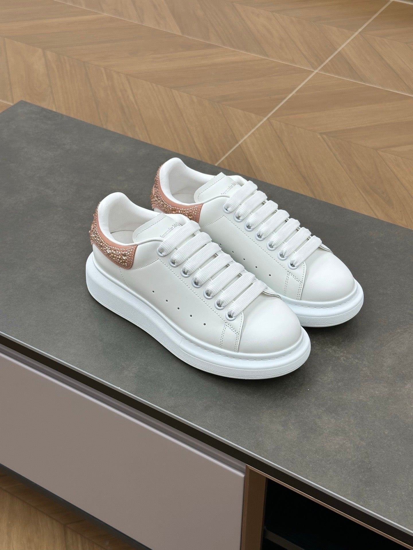 Women's Oversized Crystal Sneaker in Pink