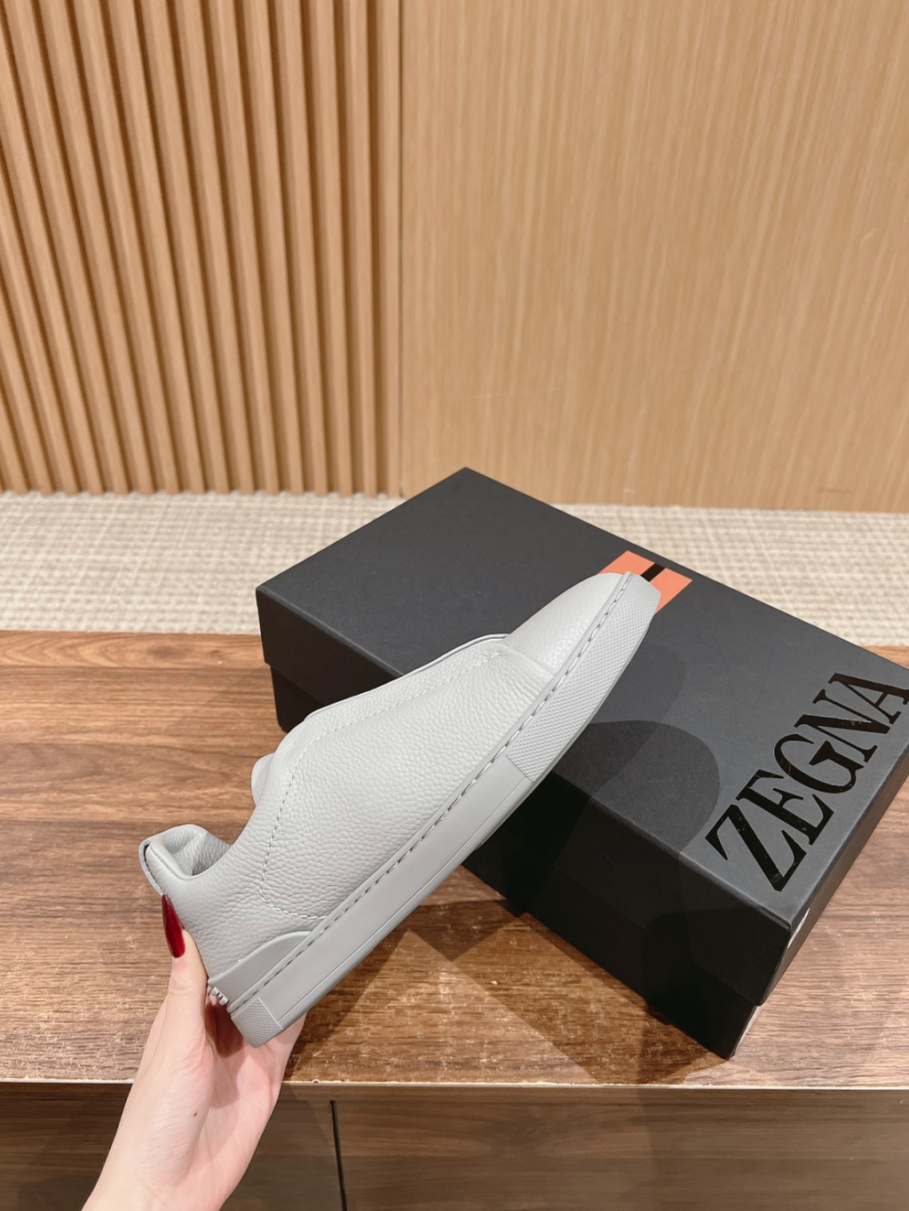 Ermenegildo Zegna grey deerskin Triple Stitch