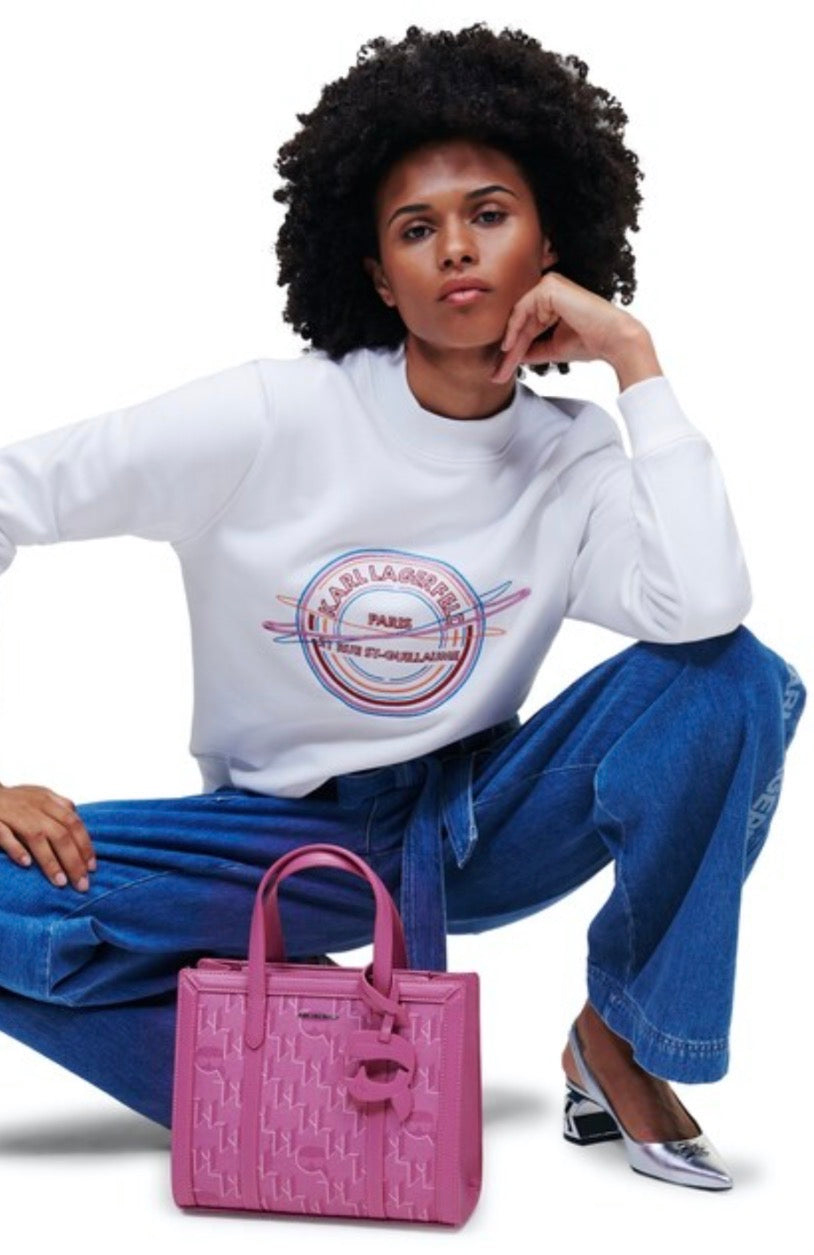 KARL LAGERFELD K/Ikonik 2.0 Monogram Small Pink Tote Bag