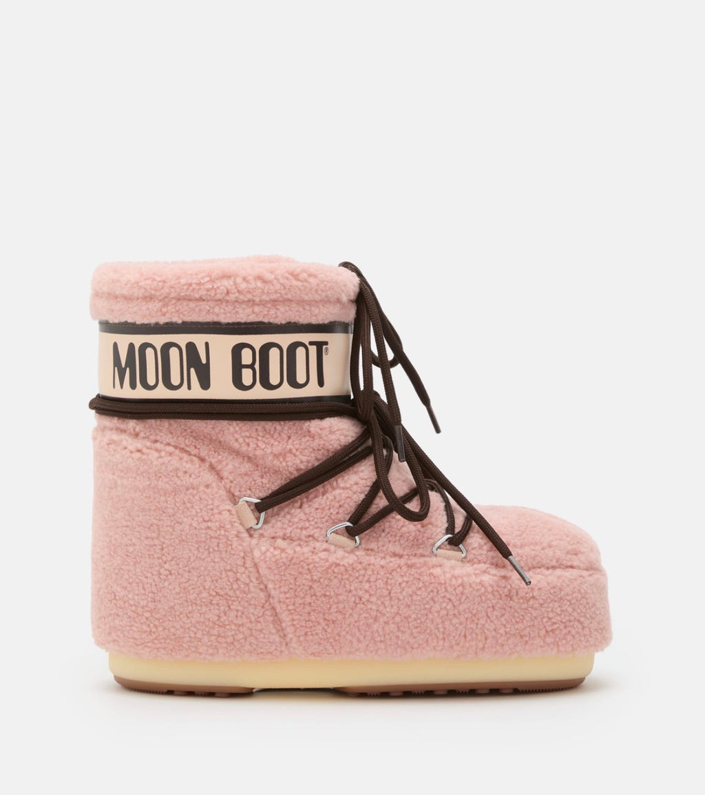 MOON BOOT Icon Low Ankle Pink Fleece Boots