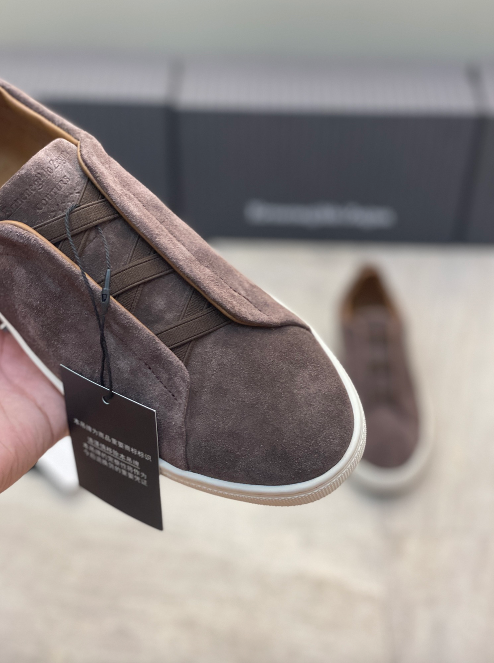 Ermenegildo Zegna brown suede triple stitch
