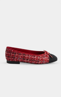 CHANEL Red Ballerinas in Tweed & Grosgrain