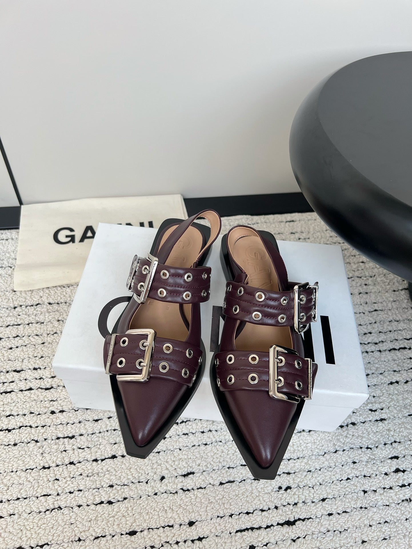 Ganni Buckle fastening Dark Burgundy Ballerinas