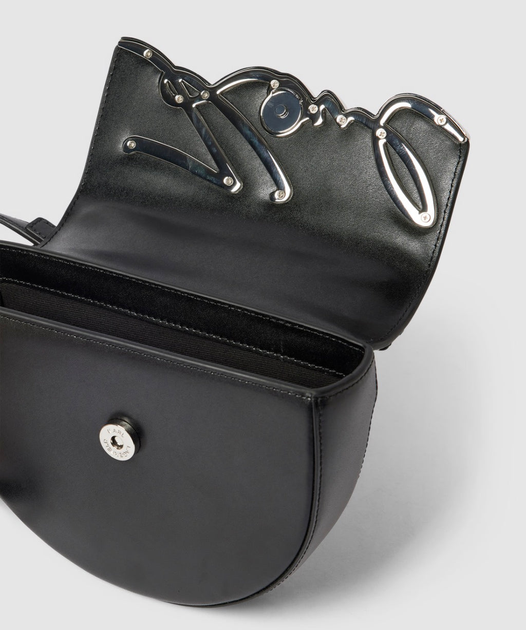 KARL LAGERFELD K/Signature Saddle Black Bag