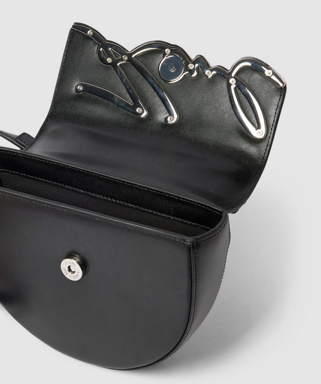 KARL LAGERFELD K/Signature Saddle Black Bag