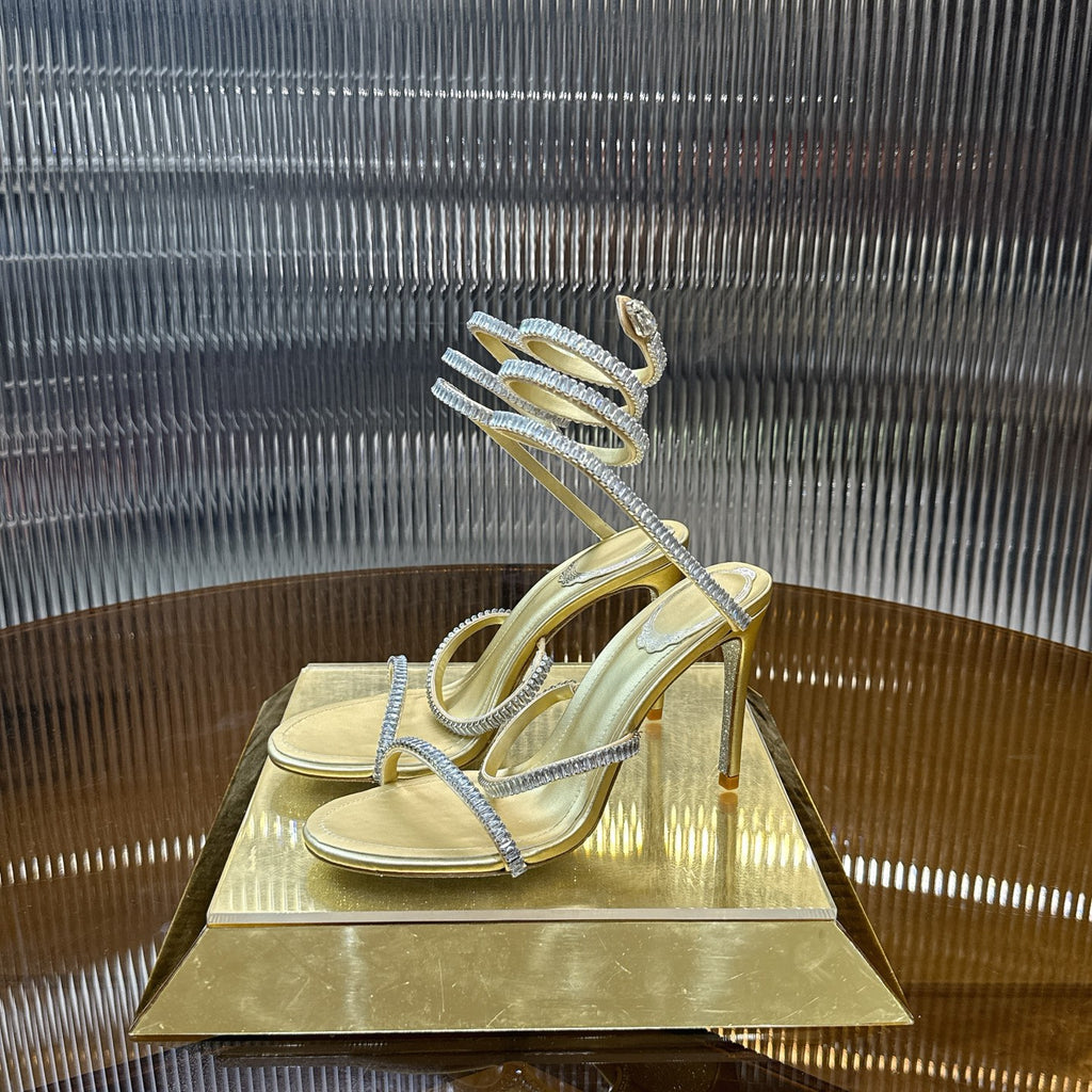 Cleo Spark sandal in Gold with rhinestone embellishments