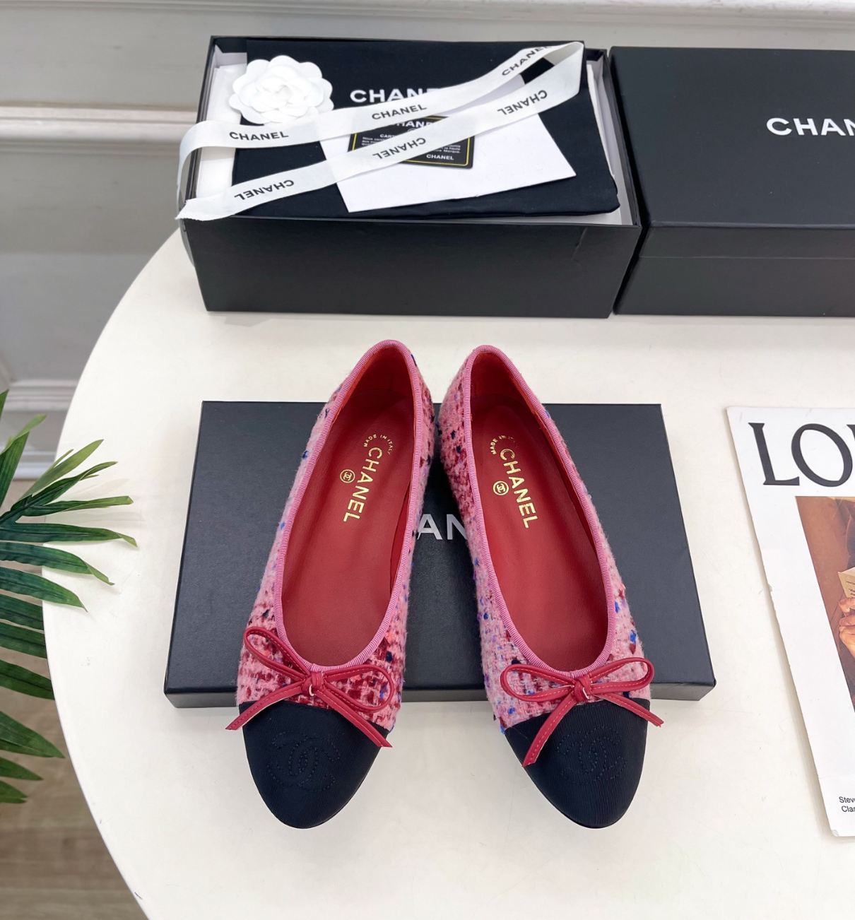 CHANEL Multicolor Ballerinas in Tweed & Grosgrain