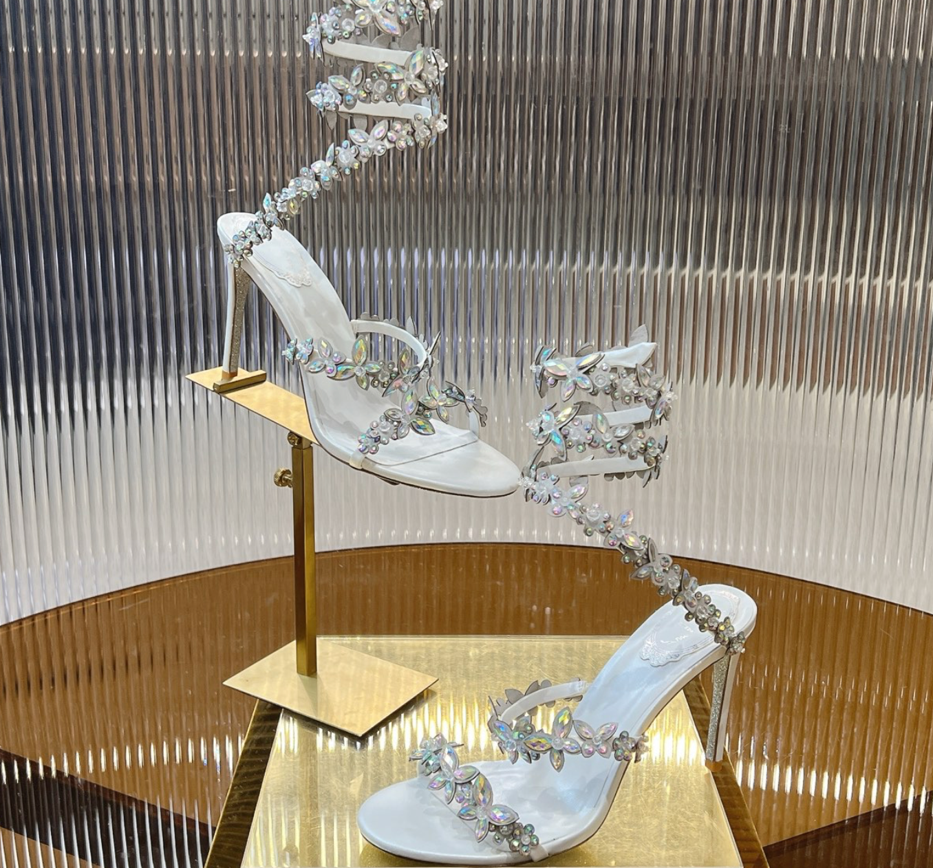 Eden White Crystal Satin Sandals